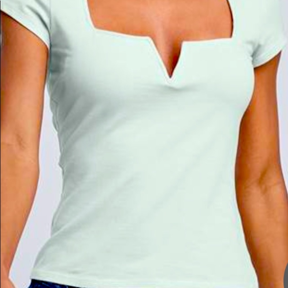 Venus size Small square neck tee. Mint green. NEW WITHOUT TAGS
